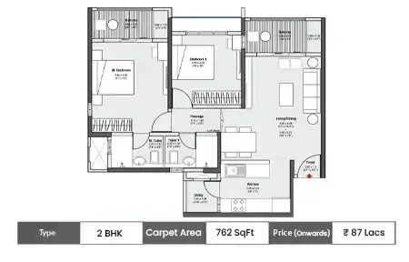 2 BHK-762 SqFt